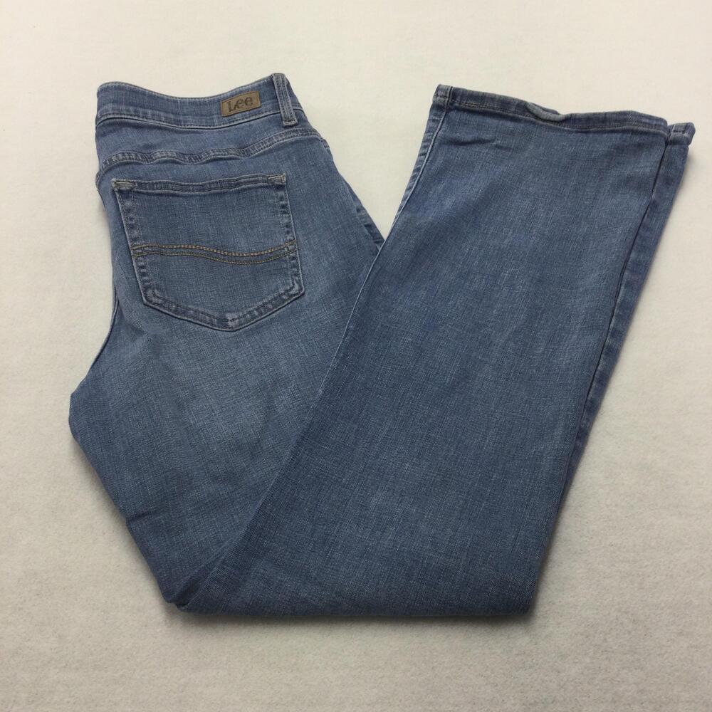 Lee Regular Fit Bootcut Jeans Womens 10 Blue Medium Wash Mid Rise Stretch Denim